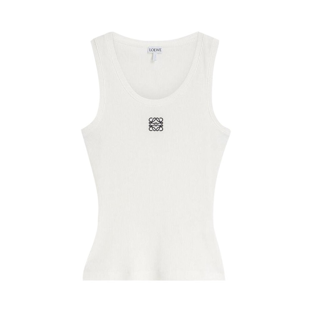 LOEWE Anagram logo cottonwhite ribbed tank top